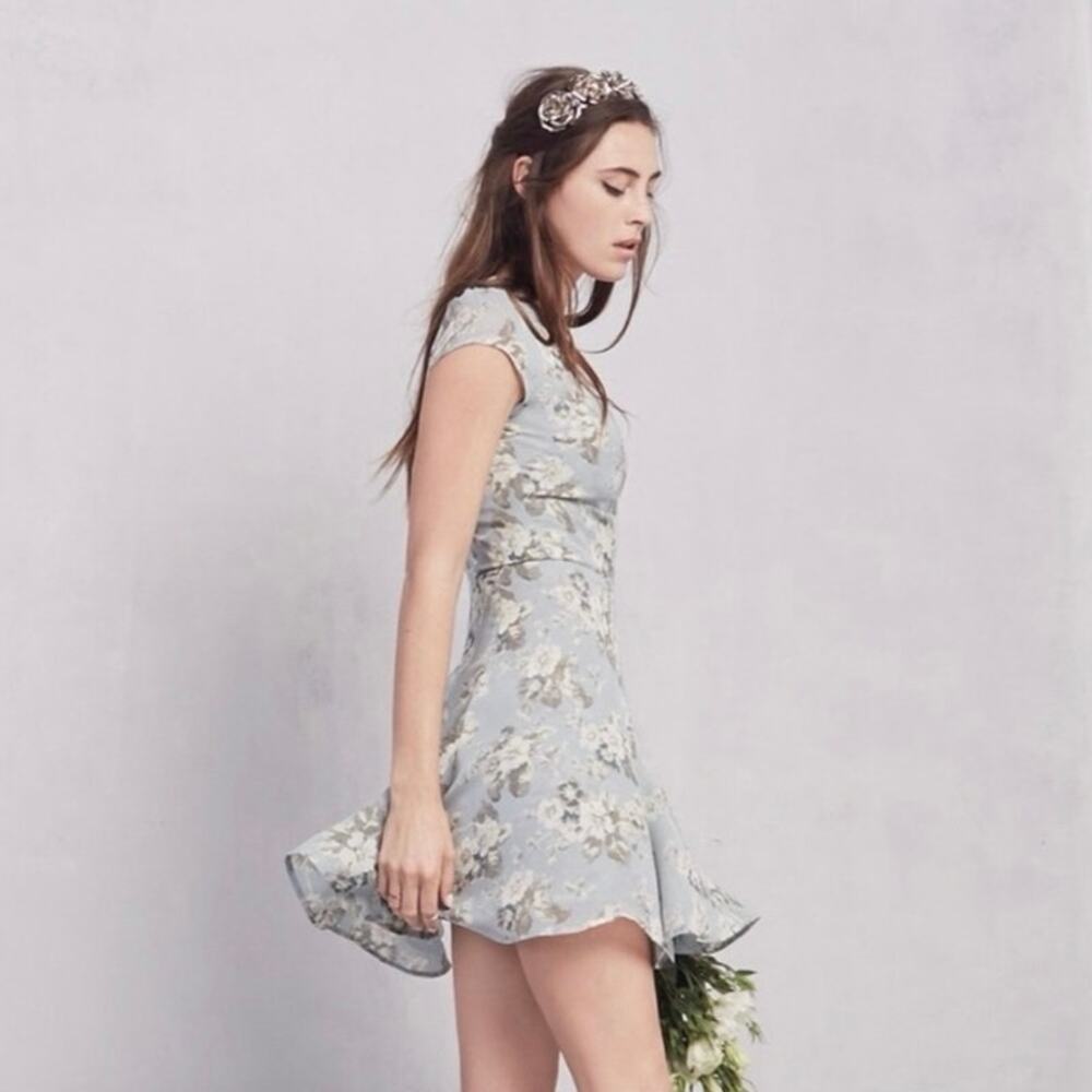 NWT Reformation Ambrosia Bouquet Floral Dress Blue Size L Feminine Romantic